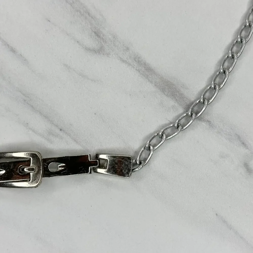Silver Tone Metal Chain Link Belt Small Minimalist ✨